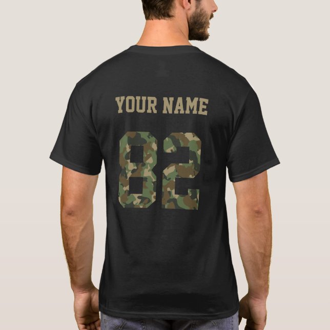 Custom Camouflage Number 82 Personalized  T-Shirt (Back)