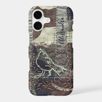 Custom Camouflage Textile Embroidery Look Bird 