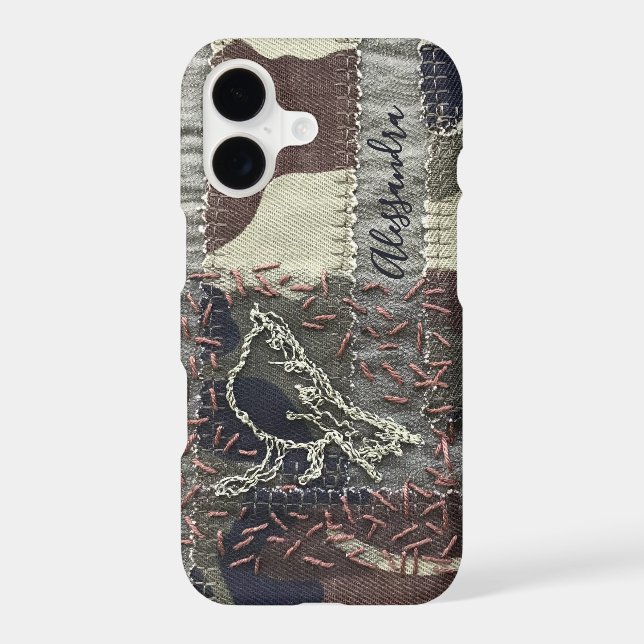 Custom Camouflage Textile Embroidery Look Bird  (Back)