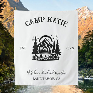 Custom Camp Bachelorette Party Camping Bridal Tapestry