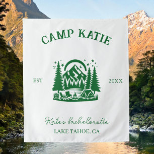 Custom Camp Bachelorette Party Camping Bridal Tapestry