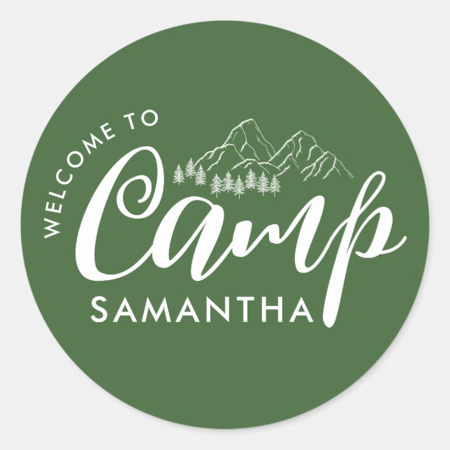 Custom Camp Bachelorette Party Modern Rustic Classic Round Sticker (Front)