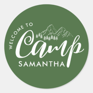 Custom Camp Bachelorette Party Modern Rustic Classic Round Sticker