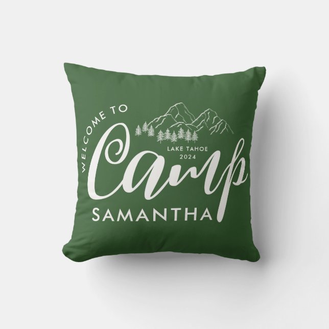 Custom Camp Bachelorette Party Modern Rustic Throw Pillow (Front)