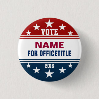 Custom Campaign Button Red, White Blue