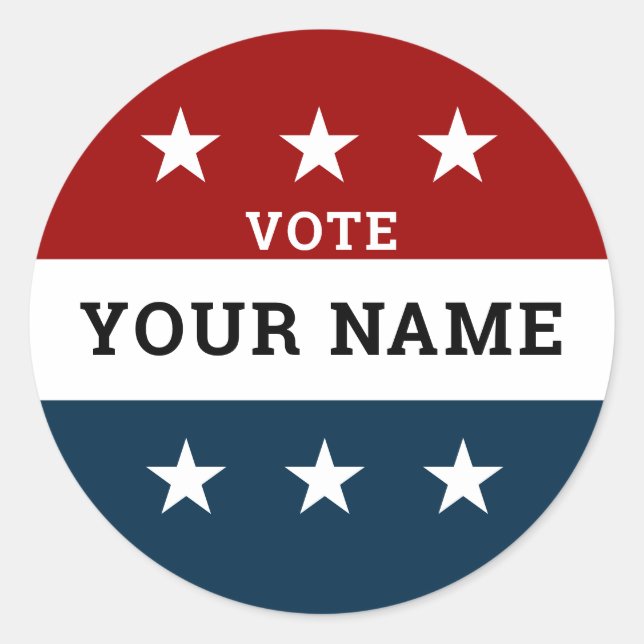 Custom Campaign Election Vote Classic Round Sticker (Front)