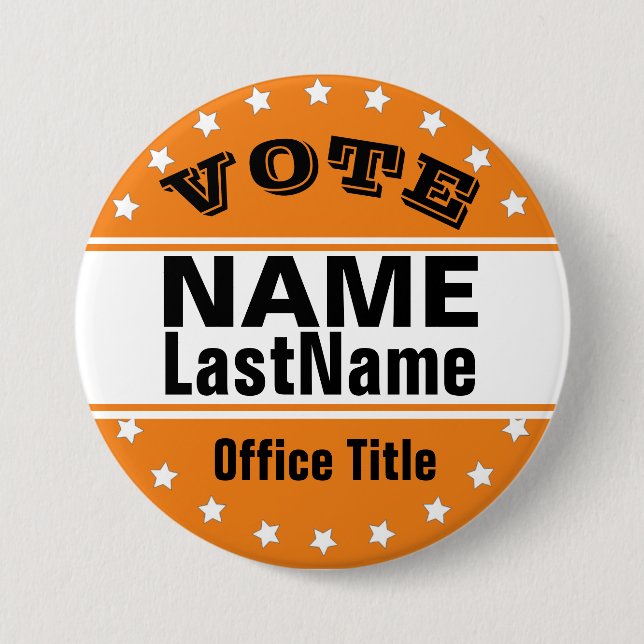 Custom Campaign Template Black / Orange 3 Inch Round Button (Front)