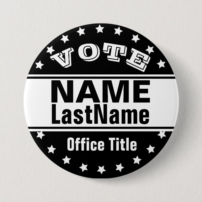 Custom Campaign Template Black / White 3 Inch Round Button (Front)