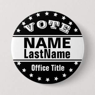 Custom Campaign Template Black / White 3 Inch Round Button