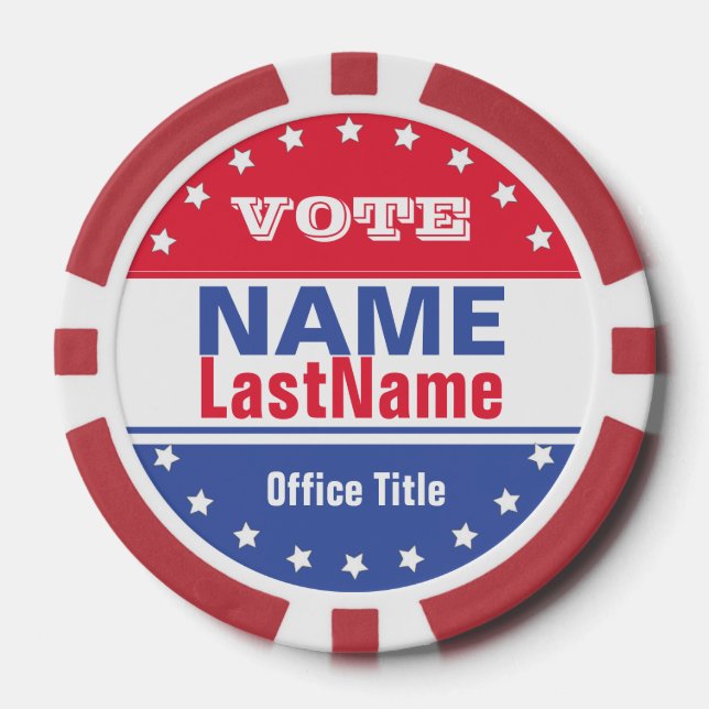 Custom Campaign Template for Elections Poker Chips (Front)