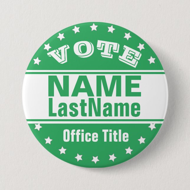 Custom Campaign Template Green / White 3 Inch Round Button (Front)