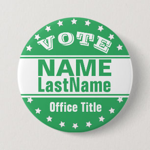 Custom Campaign Template Green / White 3 Inch Round Button