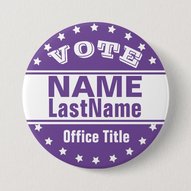 Custom Campaign Template Purple / White 3 Inch Round Button (Front)