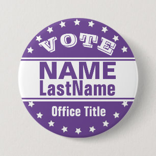 Custom Campaign Template Purple / White 3 Inch Round Button