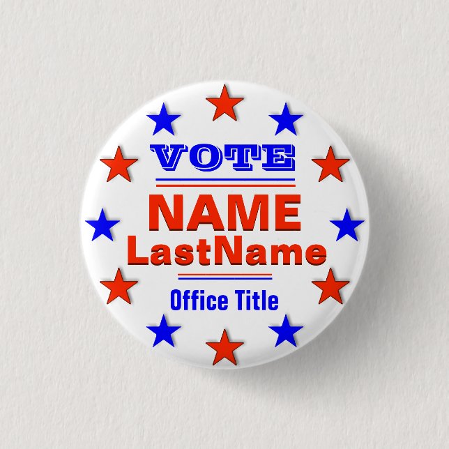 Custom Campaign Template with Stars 1 Inch Round Button (Front)