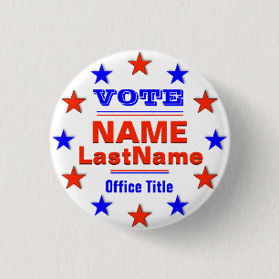 Custom Campaign Template with Stars 1 Inch Round Button