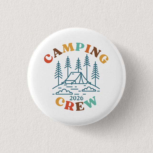 Custom Camping Crew 1 Inch Round Button (Front)