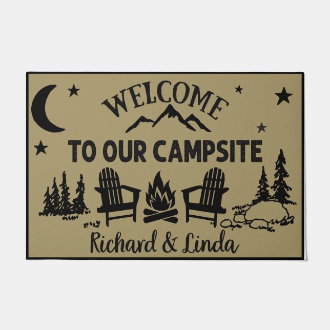 Custom Camping Gift, Welcome To Our Campsite Doormat (Front)