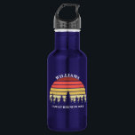 Custom Camping Trip Sunset Forest Family Reunion 532 Ml Water Bottle<br><div class="desc">Cool customized sunset water bottle for a family reunion. This custom nature water bottle features a beautiful vintage sunset over a forest of pretty trees under your personalized text.</div>