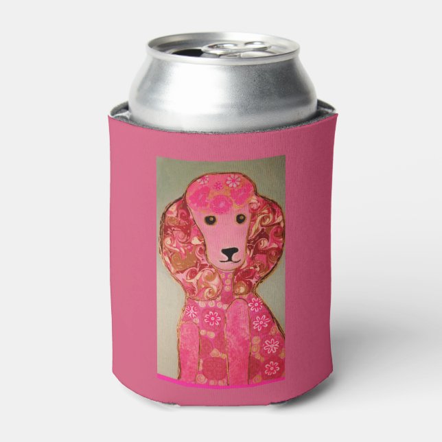 Custom Can Cooler with Pink Poodle Dog (Can Front)