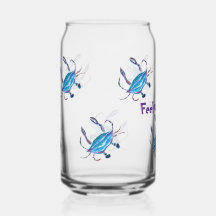 Custom Can Glass  - "Feeling Crabby" Blue Crabs