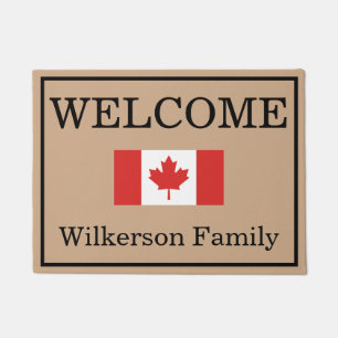 Custom Canadian Flag Family Name Door Mat