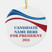 Custom Candidate for President Flag Christmas Ceramic Ornament (Front)