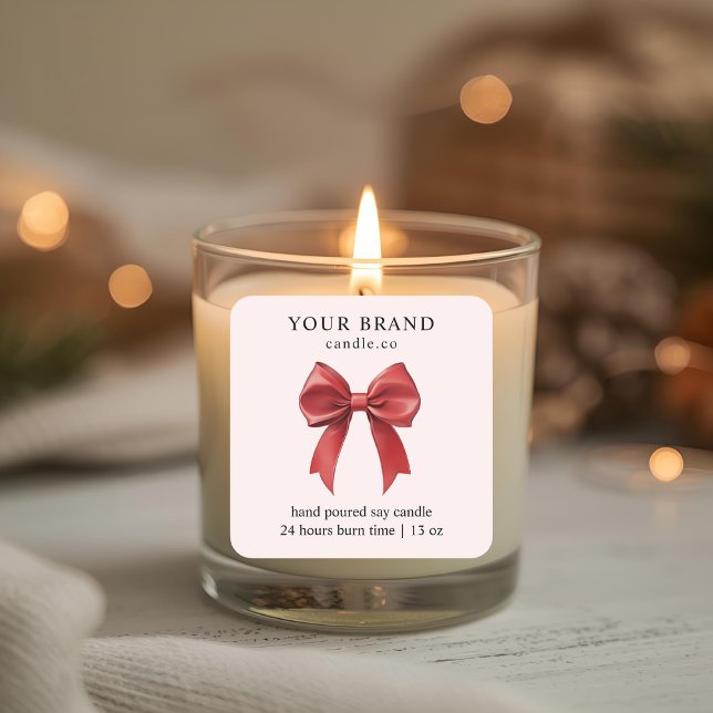 "Custom Candle Business Logo Sticker with Bow (Créateur téléchargé)
