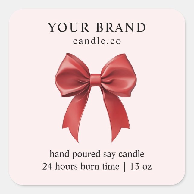 "Custom Candle Business Logo Sticker with Bow (Front)