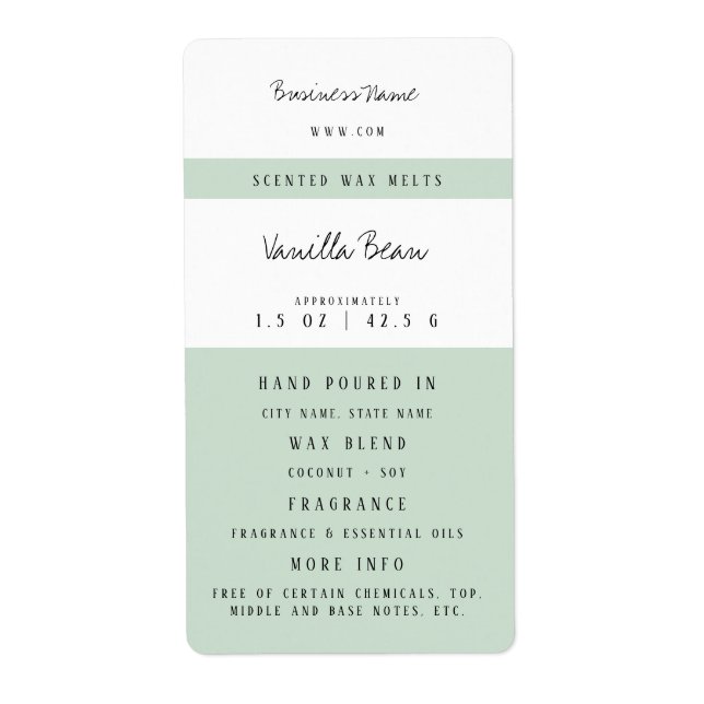 Custom Candle Wax Melt Labels (Front)