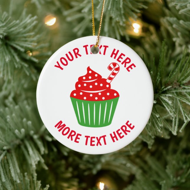 Custom candy cane cup cake Christmas tree ornament (Tree)