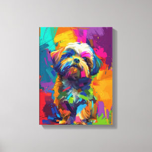Custom Canvas Poster Vivid Colourful Shih Tzu Dog  Print