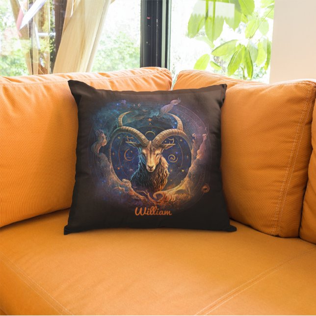Custom Capricorn Zodiac Horoscope Fantasy Sun Sign Throw Pillow (Creator Uploaded)