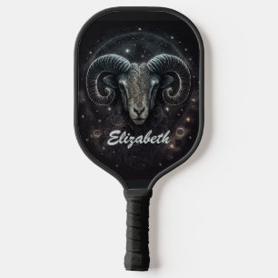 Custom Capricorn Zodiac Sign Black Pickleball Paddle