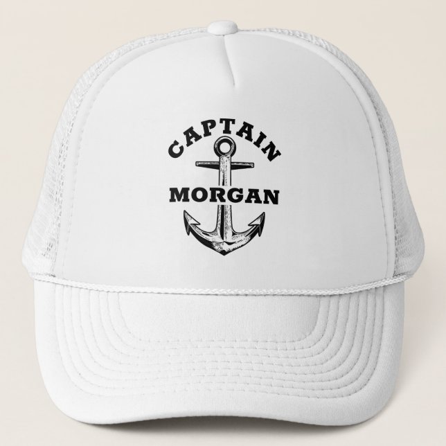 Custom Captain Anchor Name Personalized Trucker Hat (Front)
