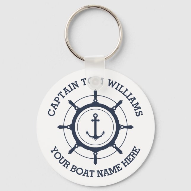 Custom captain and boat name anchor keychain (Front)