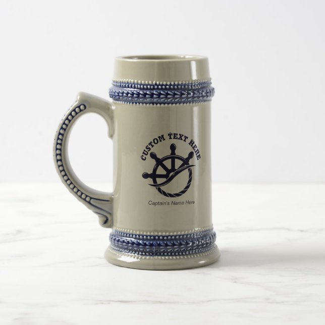 Custom Captain Boat Nautical Gift Beer Stein (Left)