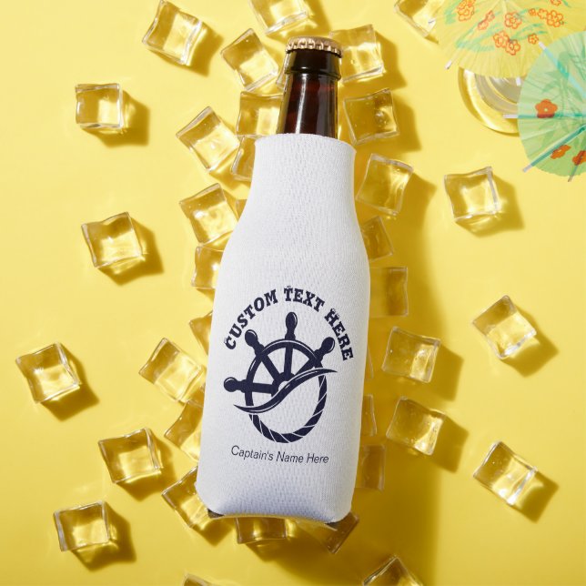 Custom Captain Boat Nautical Gift Bottle Cooler (In Situ Summer)