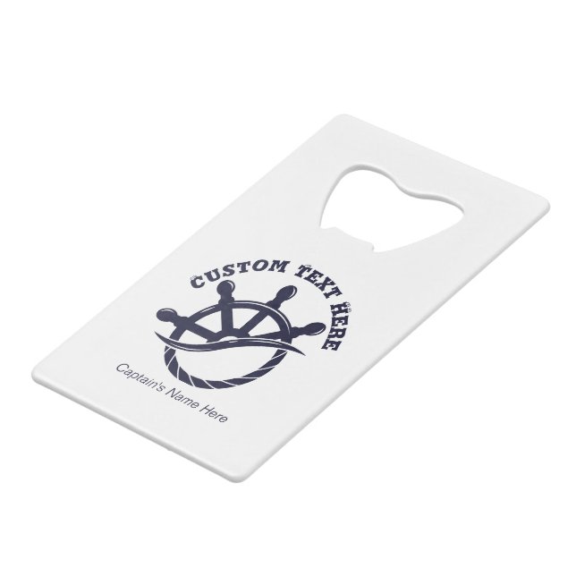 Custom Captain Boat Nautical Gift Credit Card Bottle Opener (Front Angled)