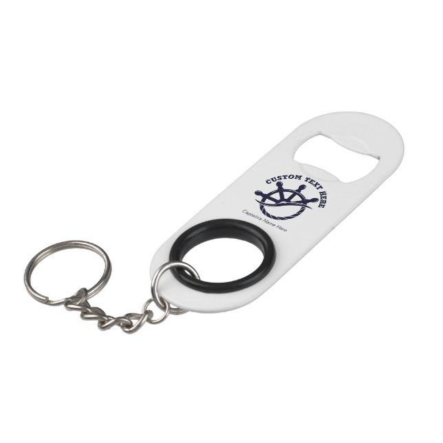 Custom Captain Boat Nautical Gift Keychain Bottle Opener (Front Angled)