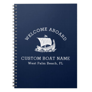 Custom Captain Boat Nautical Ship logo Navy Notebook