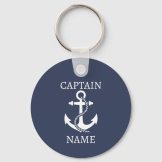 Custom Captain keychain with anchor for Boat Gift