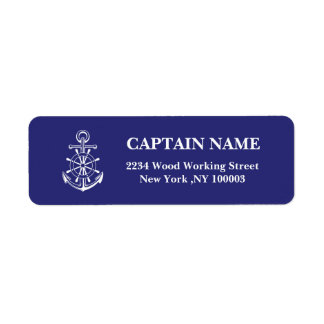 Custom captain name navy Return Address label