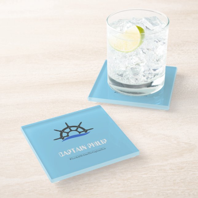 Custom Captain Ship Wheel Personalized Coaster (Angled)