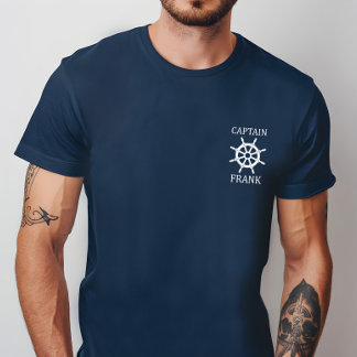 Custom Captain Shir with Ship wheel fot boat owner T-Shirt