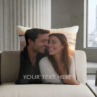 Custom Caption Double Sided Photo Throw Pillow