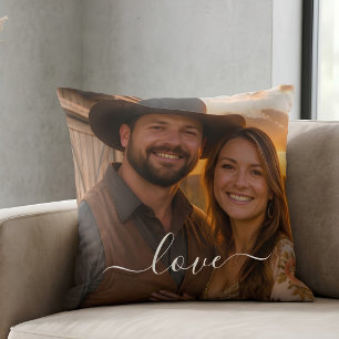 Custom Caption Double Sided Photo Throw Pillow