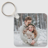 Custom Caption Personalized Photo Keychain