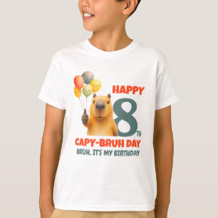 Custom Capybara HAPPY CAPYBRUH DAY 8th Birthday T-Shirt
