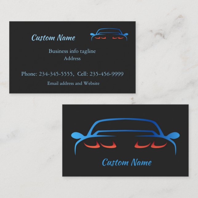 Custom Car Auto Vehicle Sales Business Card (Front/Back)
